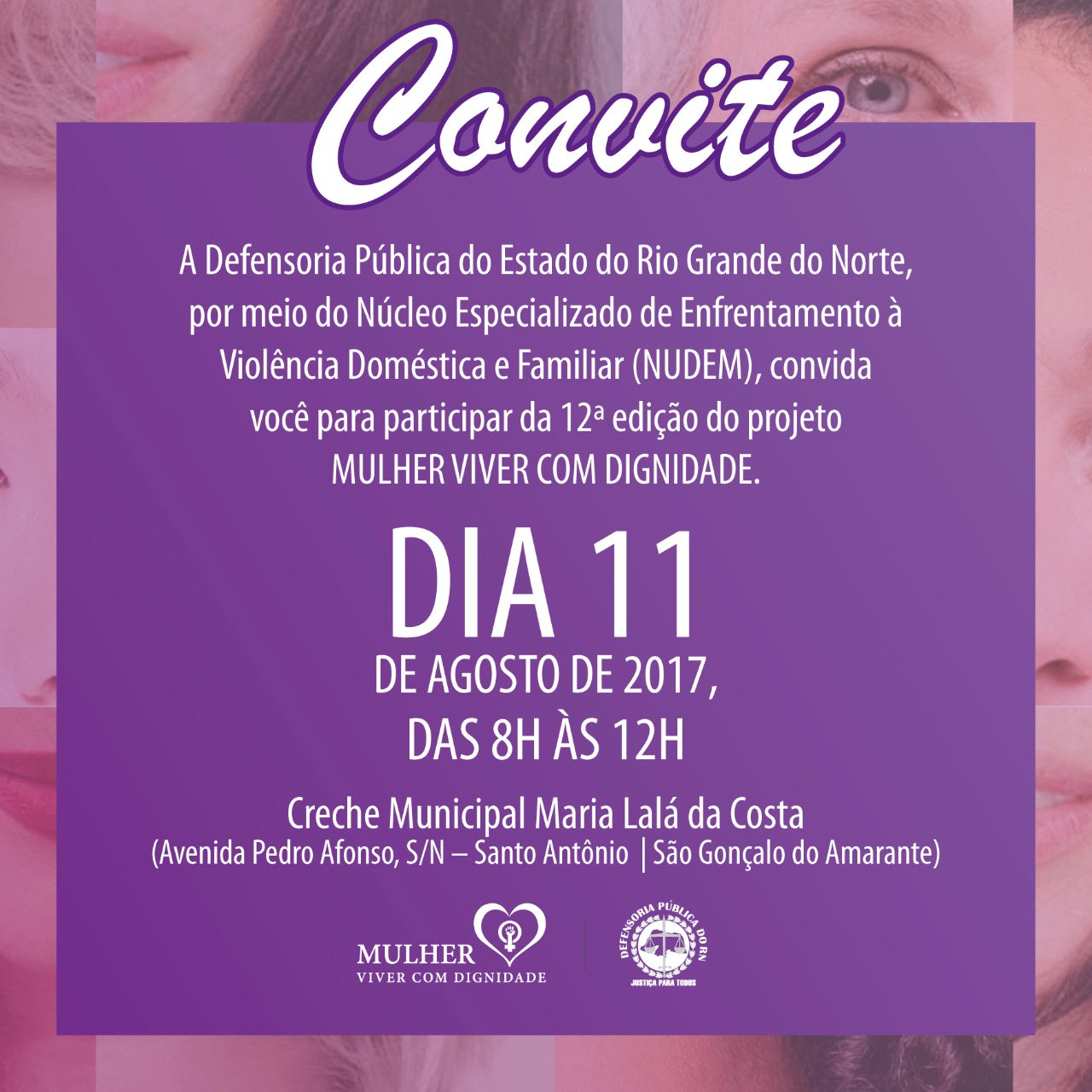 As ações gratuitas acontecerão das 8h às 12h, na Creche Municipal Maria Lalá da Costa, no bairro Santo Antônio.