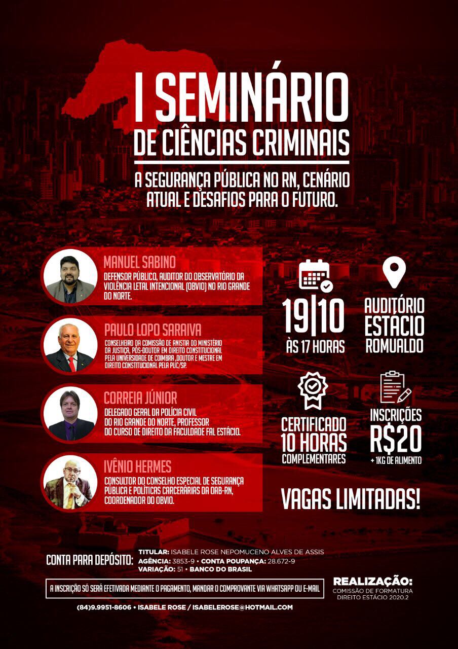 Defensor Público dará palestra nesta quinta (19) no I Seminário de Ciências Criminais