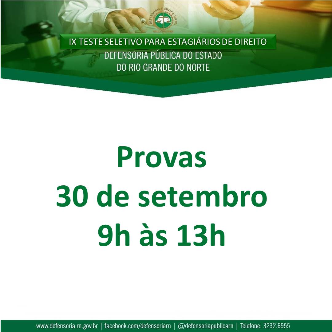 Provas do IX Teste Seletivo para estagiários de Direito acontecem neste domingo (30)