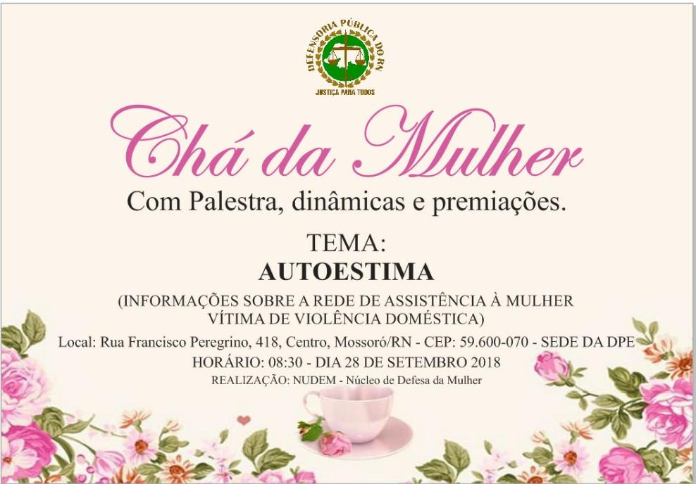 Convite para o evento Chá da Mulher 
