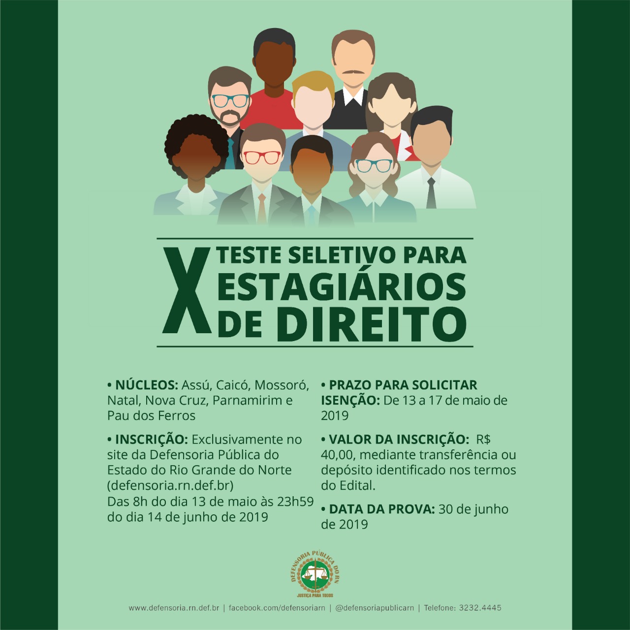 Defensoria Pública do RN lança o X Teste Seletivo para Estagiários