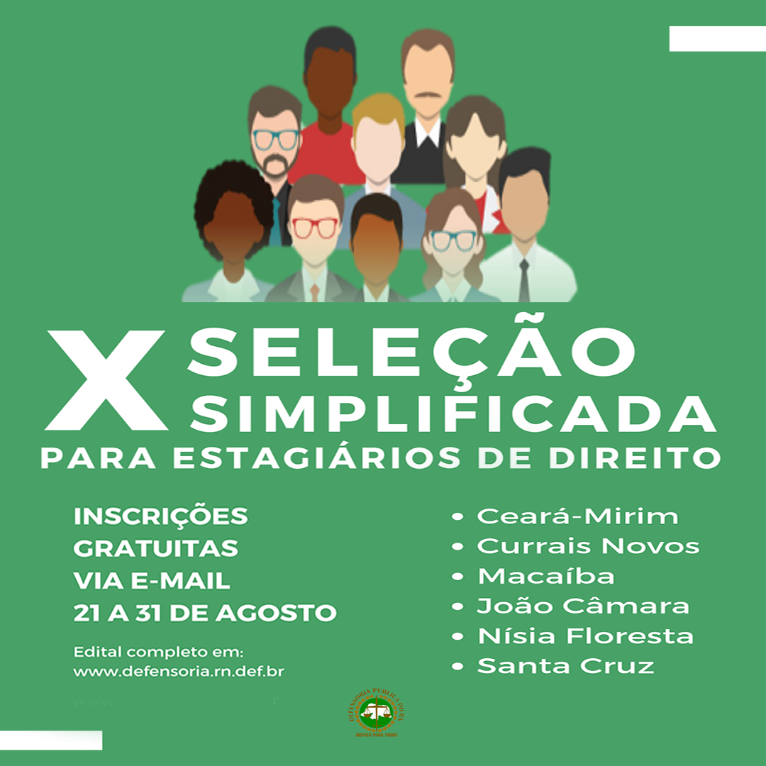 Defensoria abre inscrições de seleção simplificada de estagiários para núcleos do interior