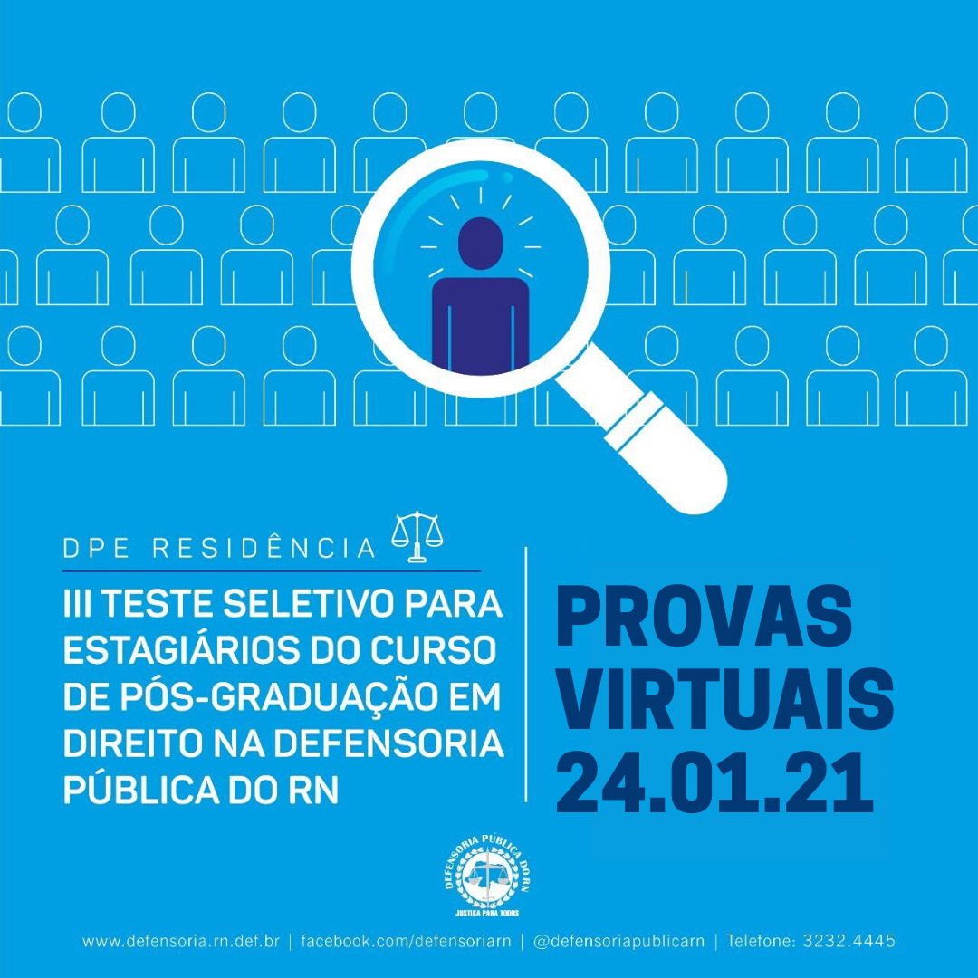 Defensoria Pública do RN marca para janeiro provas virtuais para III Teste Seletivo de Residentes