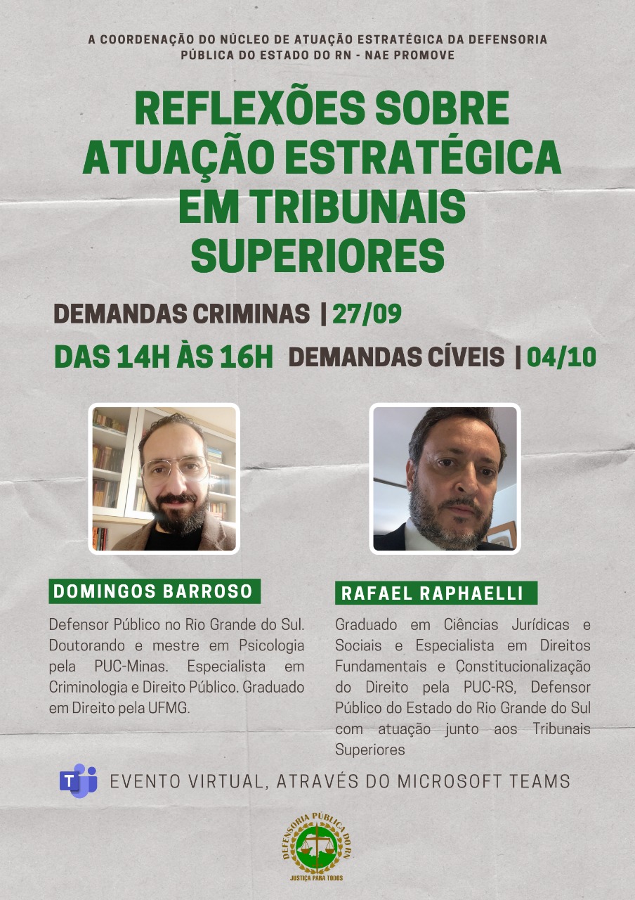 Evento virtual irá debater na segunda (27) atuação estratégica em tribunais superiores