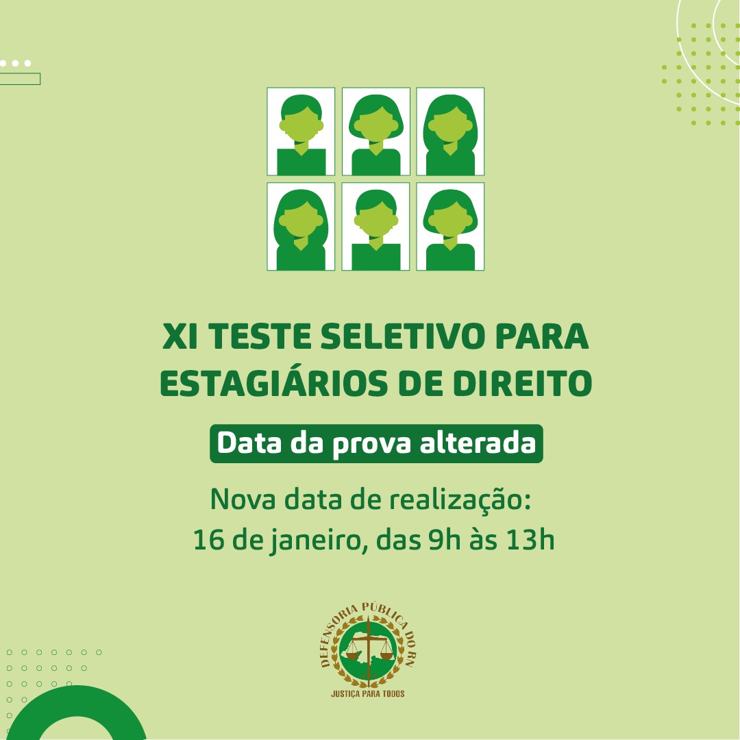 XI Teste Seletivo para estagiários tem nova data para aplicação das provas