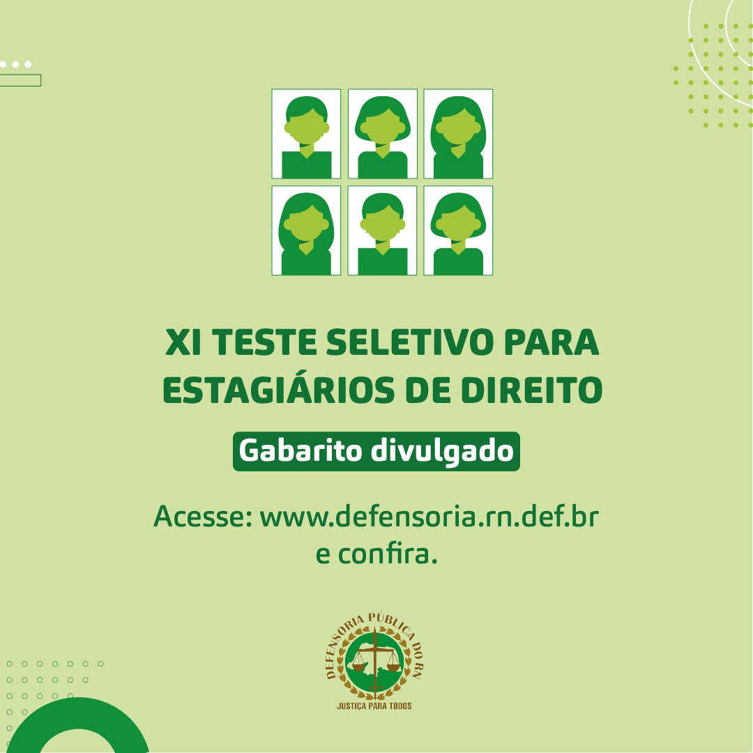 XI Teste Seletivo para estagiários de direito divulga gabarito preliminar
