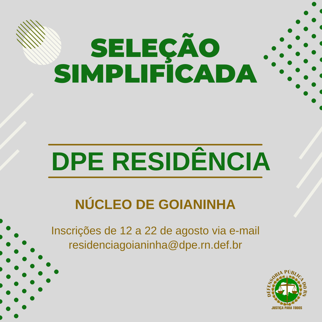 DPE RESIDÊNCIA: Núcleo de Goianinha divulga resultado preliminar das fases I e II