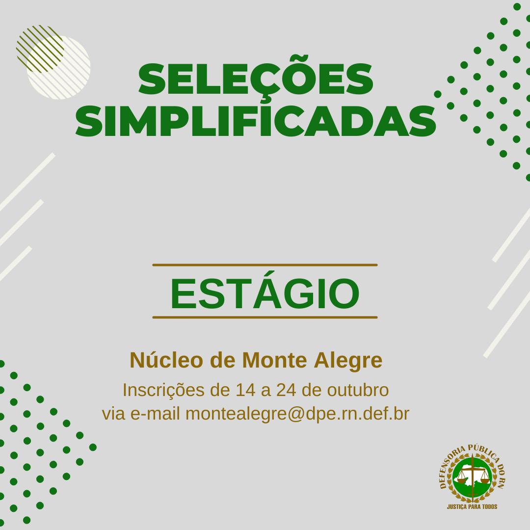 Núcleo de Monte Alegre lança edital de seleção para estágio de graduação em Direito