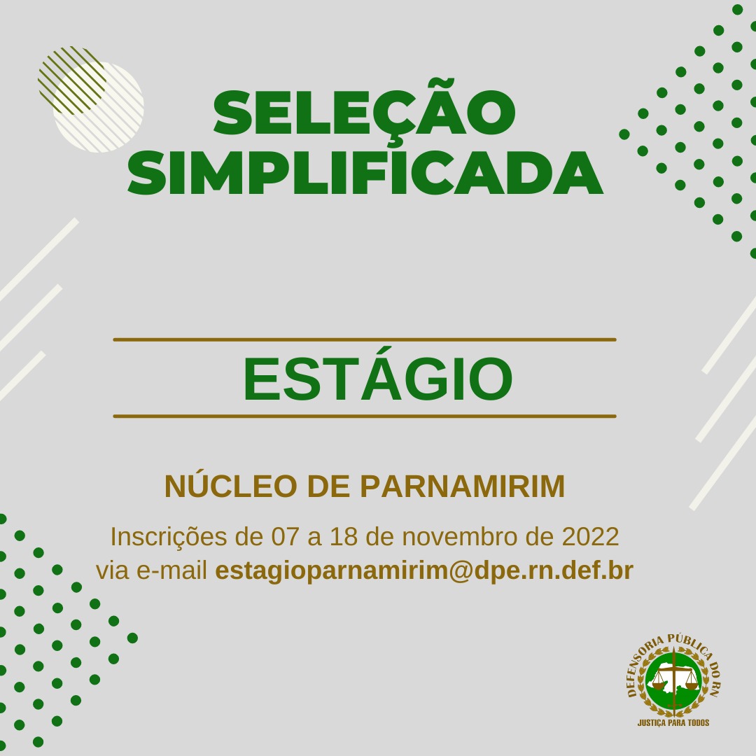 Núcleo de Parnamirim lança edital de seleção para estágio de graduação em Direito
